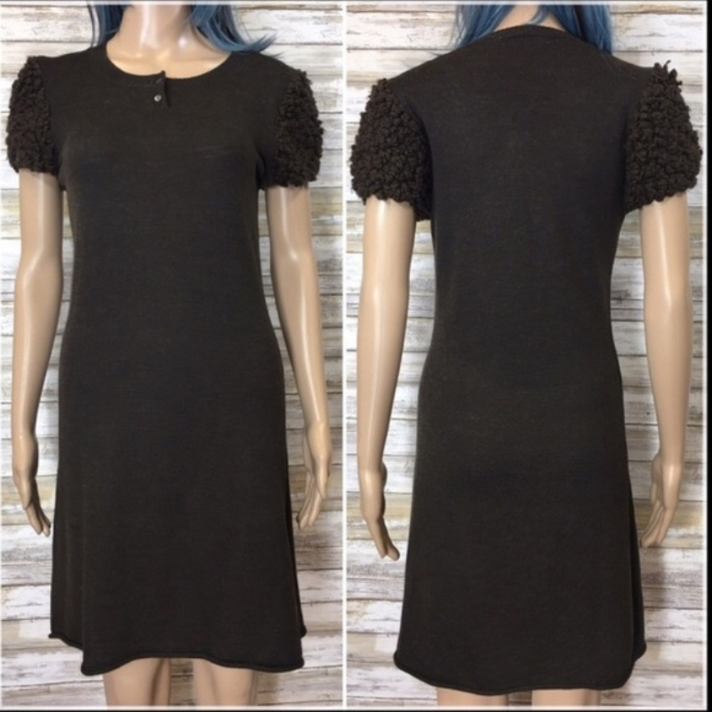 IKKS Brown Knit Wool Blend Dress